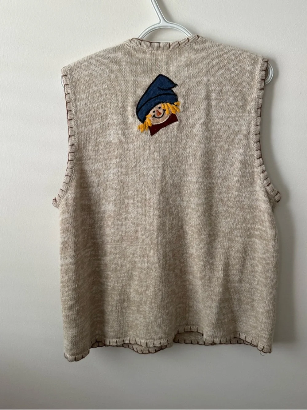 Vintage 90s Bobbie Brooks Vest L/XL Fall Pumpkin Patch Embroidery Beaded Fun